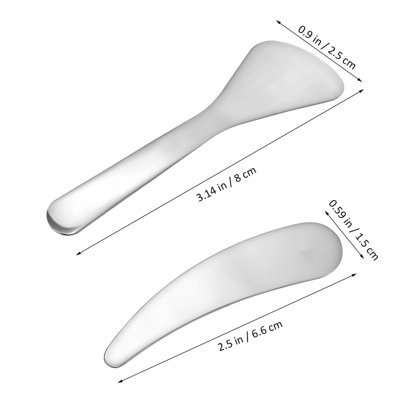 Mini-Metall-Kosmetikspatel, 2 Stück, Edelstahl, wiederverwendbar, Gesichtsapplikator, Kosmetikspatel für Cremelotionen, Feuchtigkeitscremes, Abwaschmasken