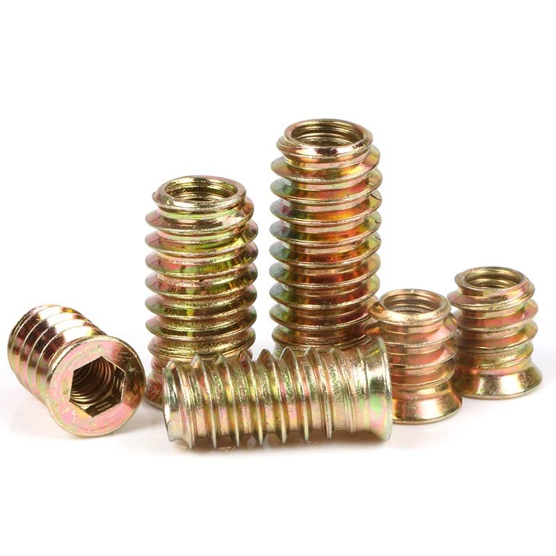 Flanged Hex Socket Furniture Nutsert Nuts - Zinc Alloy Carbon Steel Iron for Furniture Assembly(M8X20mm (10pcs))