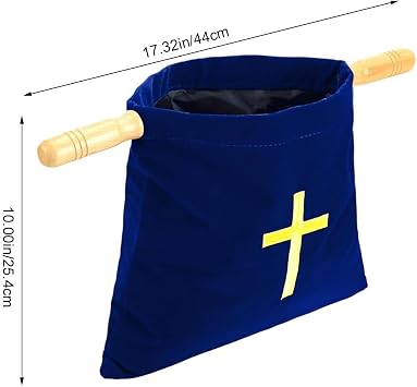 Church Tithe Offering Bag with Wooden Handles, Religious Offering Pouch Church Collection Bag Offering Baskets for Churches Communion Supplies
