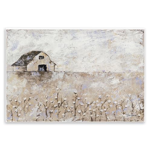 'White Barn Distressed Landscape'| Wall Plaque Art