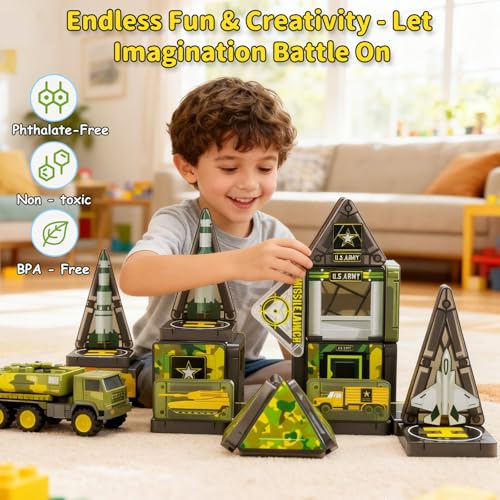 Magnetic Tiles 42 piezas con caja metálica para niños miniatura 5