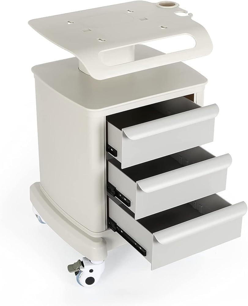 Carrito de almacenamiento móvil con ruedas y cajones para equipos médicos, herramientas de salón y suministros de oficina