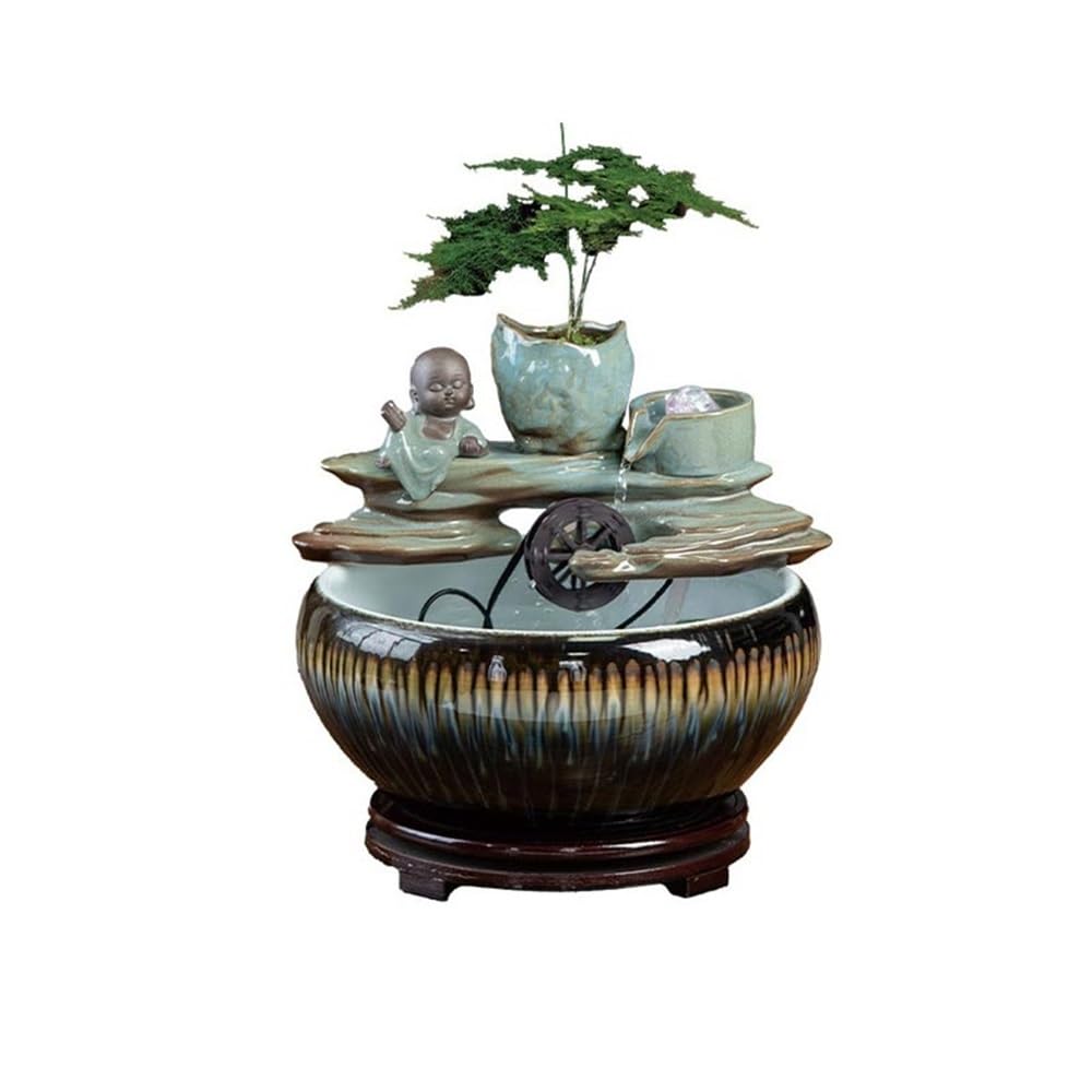 Water Feature Fountain Ceramic Water Feature Indoor Tabletop Desktop Home Decoration Suitable for keeping Fish Indoor Fountains