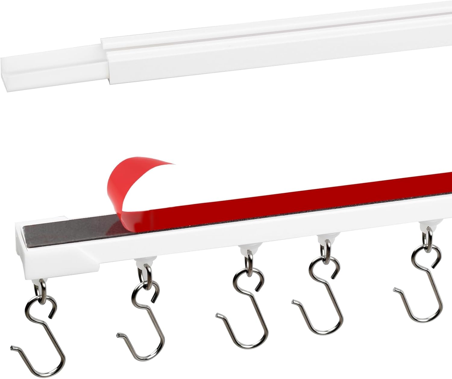 KXLife Self Adhesive Ceiling & Wall Curtain Track 4 FT, Curtain Track Ceiling Mount, Adhesive Curtain Rods No drilling, Screws or Tools, Curtain Rail Track No Damage