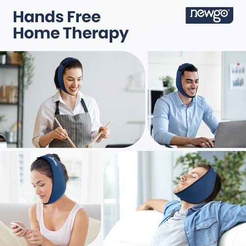 Image of NEWGO Wisdom Teeth Ice Pack Head Wrap Jaw Ice Wrap for Face Oral Surgery Pain Relief, Face Ice Pack with 4 Hot /Cold Packs for Facial, Chin, Jaw - Dark Blue