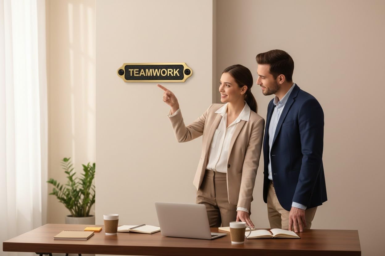 Personalised Brass & Black Nameplate Plaque with Screw Holes – Custom Engraved Decorative Plate for Door, Desk, Office, Home & Gifts