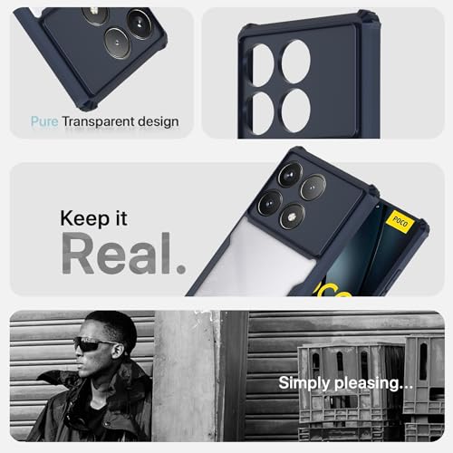 Image of Pikkme Poco F6 Pro 5G Back Cover | Crystal Clear Transparent Back | Ultra Hyrbid | Full Camera Protection | Raised Edge | Bumper Back Case (Blue)