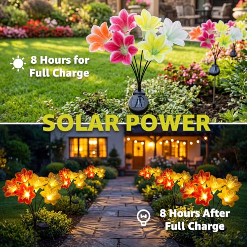 Rempry Solar Garden Lily Flower Lights 2 Pack, Multicolor - image 4