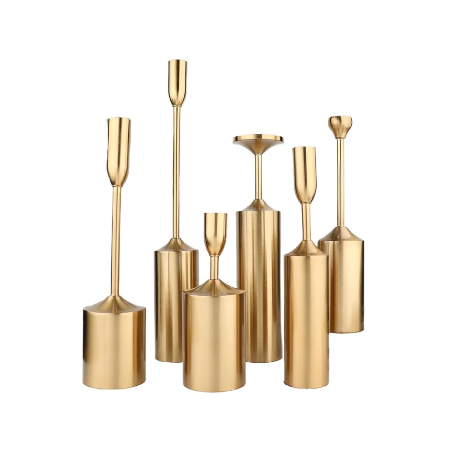 Photo 1 of Gold Candle Holders,Room Decor, Northern Light Luxury Home Decor Galvanized Metal Candelabra six-Piece Set of Decorative Ornaments Wedding Ornament,Dinner handicrafts candlesticks (6, Gold)
