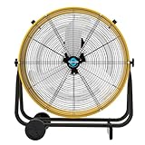 Tornado - 24 Inch High Velocity Heavy Duty Tilt Metal Drum Fan Yellow Commercial,...