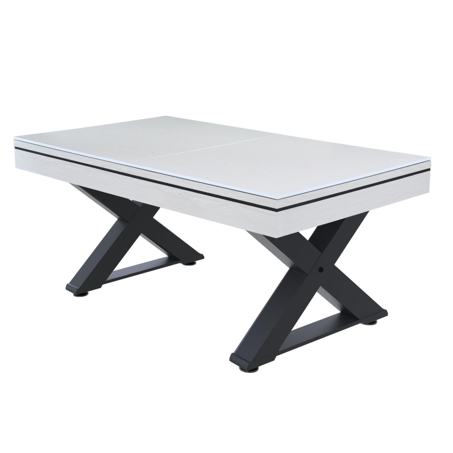 Concept-Usine | Mesa multijuego 3 en 1 de Billar y Ping-Pong Texas + Accesorios | Diseño Moderno de Madera Blanca | Mesa de Juego o Comedor | Materiales de Calidad | en Familia o Amigos