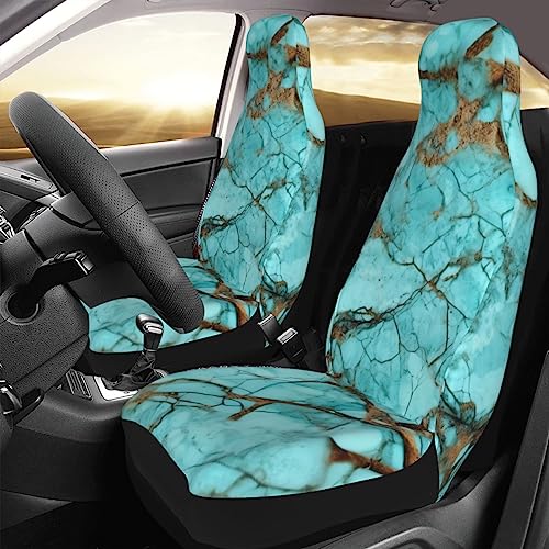 Housses de siège auto marbre turquoise lavables pour SUV et berline