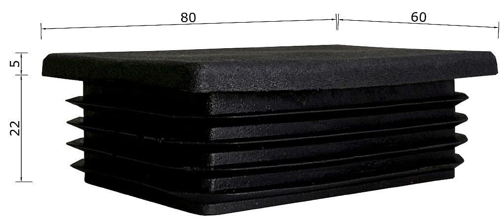 TIBU Zatyczki lamelowe prostokątne zaślepki do rur, zaślepki do rur, osłona, prostokątne, 30 sztuk, rury prostokątne, 80 x 60 x 2 mm