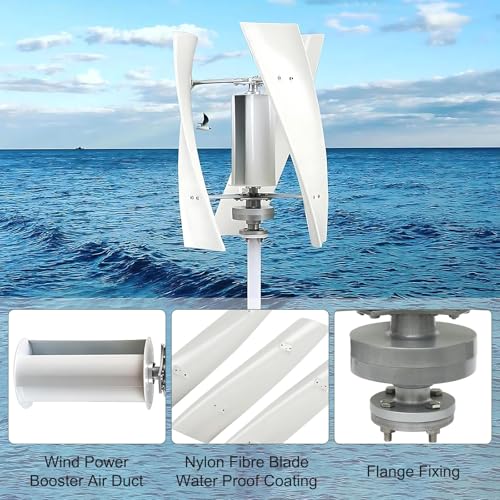 Kit De Turbina Eólica De Eje Vertical De 100 W Y 12 V/24 V con Controlador Y Aspas, Generador Trifásico con Rueda Auxiliar para Uso Doméstico, Casas Móviles, Cenadores Y Aplicaciones Marinas