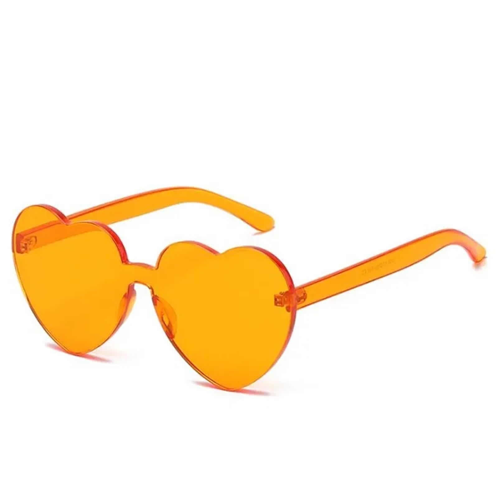 20pcs Heart Sunglasses for Women Men Rimless Eyewear Female Sun Glasses For Night Out Party(Orange)