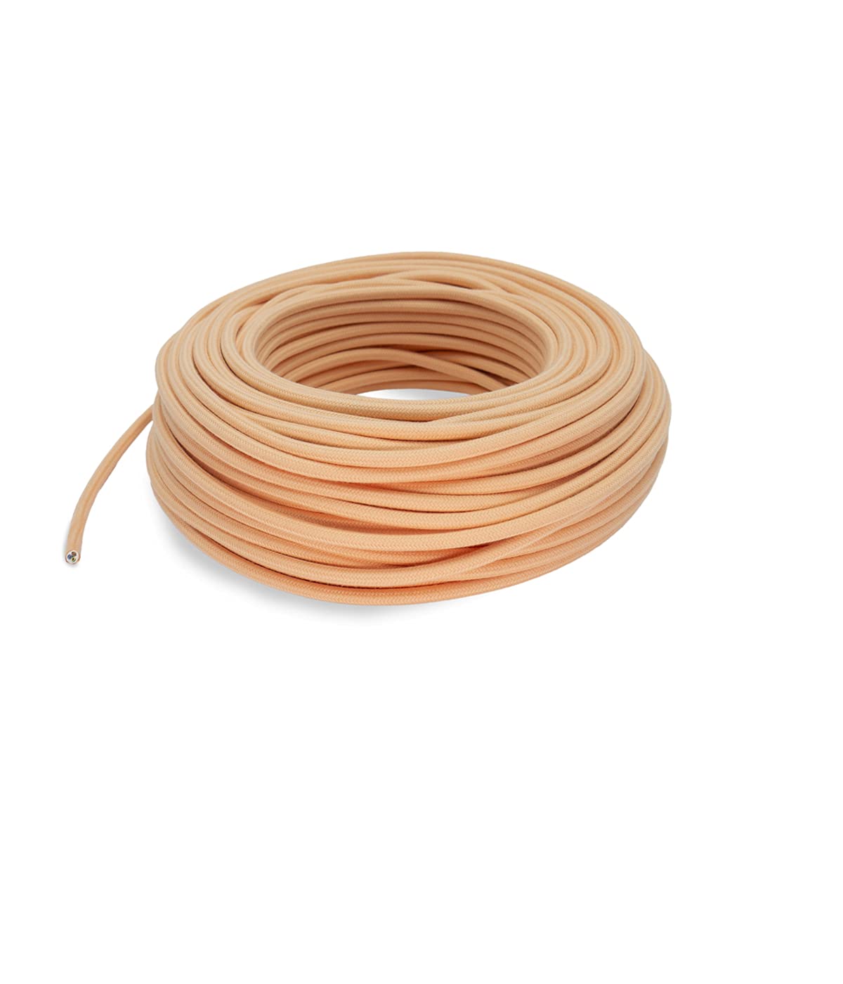 LaMorell LightDesign Cable textil para lámpara, cable de tela de 3 hilos (3 x 0,75 mm²), color naranja albaricoque. Fabricado en Italia (15 metros)