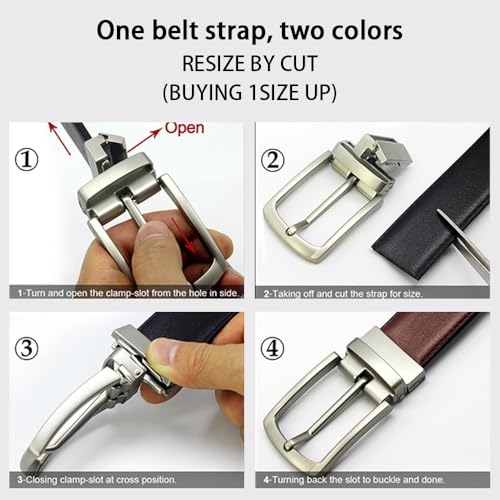 Image of DOOPAI Reversible Leather Belt for Men 1.25 inch - Dual Sided Dress and Casual Belt, Trim to Fit, 2 Styles in One Belt