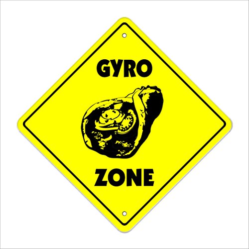 Gyro Crossing Sign Zone Xing | Indoor/Outdoor | 12" Tall Greek Food Olives