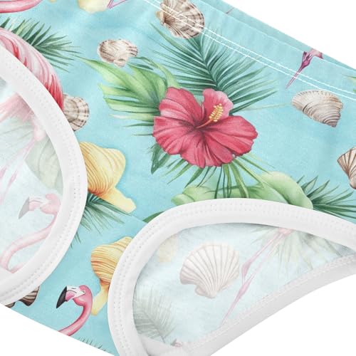 Wusikd Pink Flamingo Girls' Underwear Cotton Tropical Palm Leaves Girls Briefs Soft Toddler Underwear 2T4