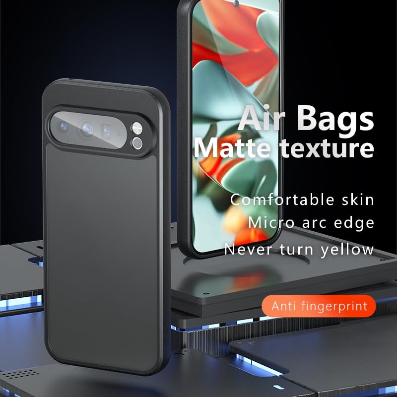 Image of Phone Case for Google Pixel 9 Pro XL, Air Bag Corner Protection, Anti-Fingerprint, PC+TPU Material, Micro Arc Edge, Never Turns Yellow, Matte Black