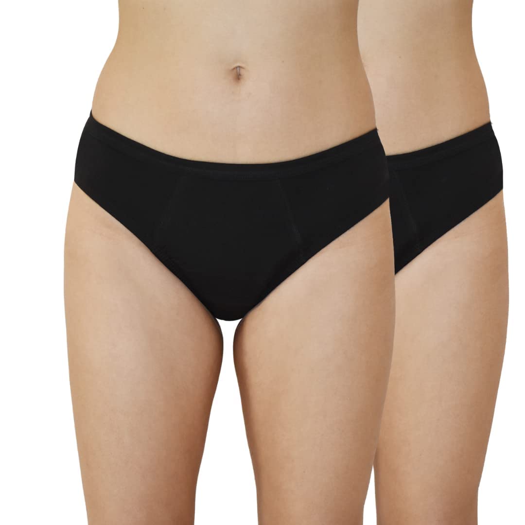 QNIX BacQup Period Panty for Women | Period Reusable Washable Underwear for Women (Pack of 2) (in, Alpha, L, Black) (B0C59ZSZSW) Amazon Price History, Amazon Price Tracker