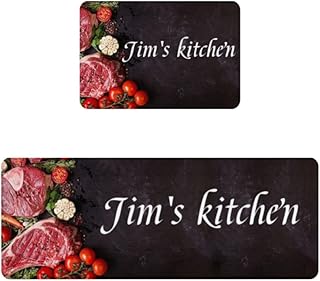 Custom Kitchen Rug Set of 2, Personalized Image Text and Logo for Home K...