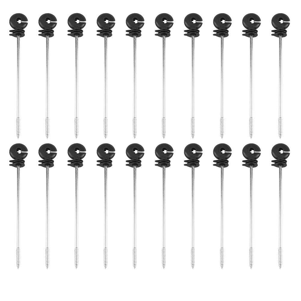 Electric Fence Insulator, 100pcs Screw in Insulators for Wooden Post with Long Iron Core Reusable Wire Connectors for Electric Wire Fence