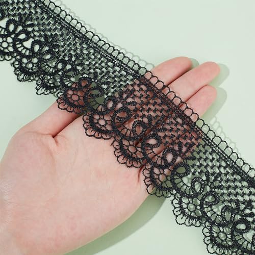 NICENEEDED 5 Yards Black Lace Trim, Embroidered Lace Ribbon Trims - Image 3