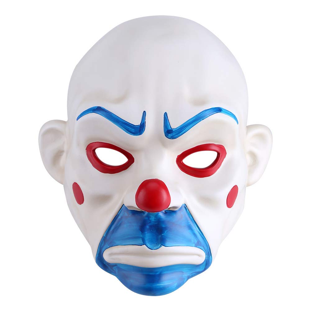Mask Halloween, Joker Bank Robber Mask Halloween Cosplay Costume for Adult Mask for Halloween Game Party Costume,White-OneSize