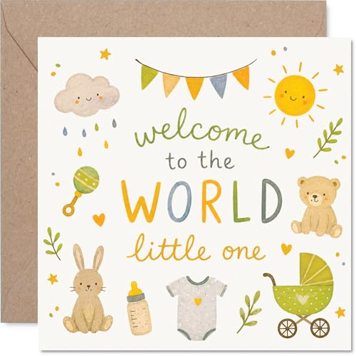 Jolie carte bienvenue nouveau bébé monde merveilleux