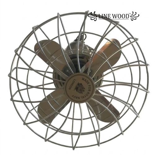 Image of Nautical Industrial Ceiling Fan Wall Mount Pedestal Electric Fan Vintage Style Chrome Finish Modern Home Decor Accent Bedroom Office Kitchen Cafe Restaurant Farmhouse Elegant Display Fan