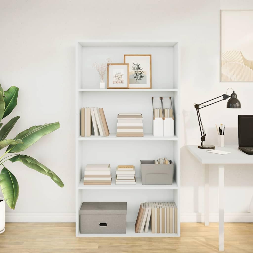 Libreria bianca in legno 80 x 30 x 152 cm con scomparto aperto per soggiorno, studio, ufficio, scaffale salvaspazio e organizer per libri, cartelle, ripiano e spazio