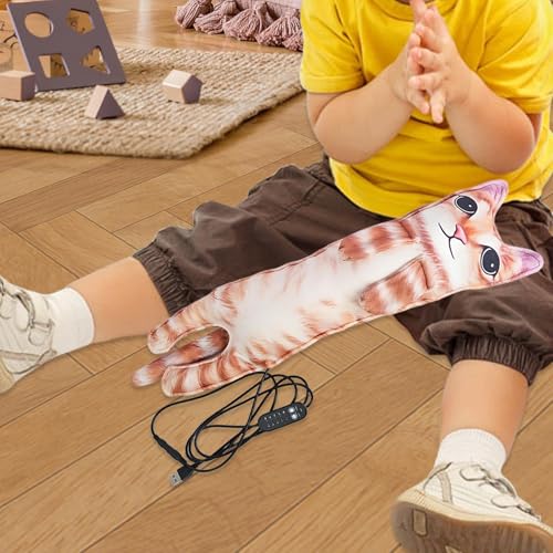 Almohada térmica para cólicos de diseño felino y peluche eléctrico mullido para el bienestar 4