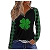 St patricks day v neck t shirts for women lucky irish shamrock graphic shirt st pattys day long sleeve gift tees tops  urban country home decor