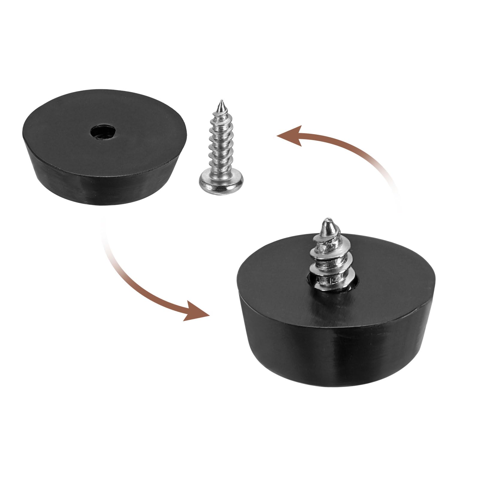 uxcell 18Pcs Rubber Bumper Feet, 0.2" H x 0.71" W Round Pads with Stainless Steel Washer and Screws for Furniture Appliances - Image 4
