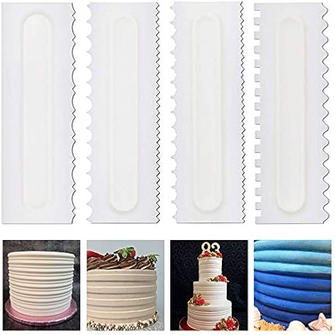 4 Pcs/set Cake Scraper Decorating Plastic Sawtooth Comb Mousse Butter Cream Cake Edge Tools Plastic Sawtooth Cake Icing Smoother Kitchen Baking Cake Edge DIY Tool Cover