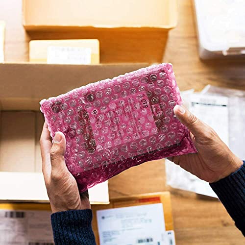 Apq Anti-Static Bubble Out Bags 6 X 8.5 Inch, Pack Of 25 Pink Self Seal Bubble Pouches, Waterproof Pe Anti Static Bubble Bags For Packing Electronics, Ornaments, Cushioning Sturdy Double Bubble Bag #TOP5