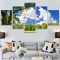 SIGNWIN 5 Panel Canvas Wall Art Modern Art Dramatic Forest Multicolor Photography Romantics Scenic for Home Decorations Ready to Hang - 60