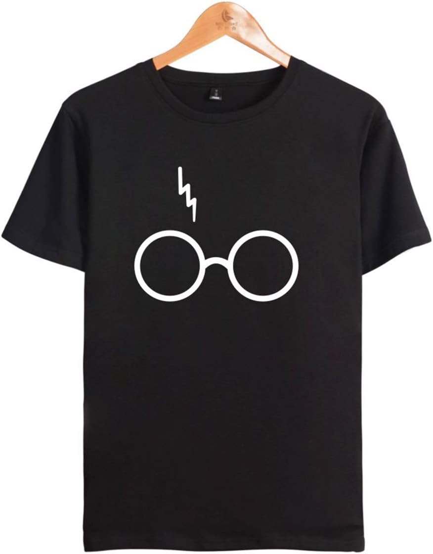 SIMYJOY Unisex T-Shirt Lightning Scar Geek Glasses Tee Casual Cool t Shirt Short Sleeve Breathable Top 4 Colors Nice Gifts for Men Women Teen