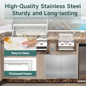 Outdoor Kitchen Doors 30W x 21H Inch Stainless Steel Doors, Access Door with Handles Double Access Cabinet Door, Flush Mount for Grilling Station, Outdoor Kitchens BBQ Island& Cabinet Outdoor Kitchen Doors 30W x 21H Inch Stainless Steel Doors Access Door with Handles Double Access Cabinet Door Flush Mount for Grilling Station Outdoor Kitchens BBQ Island Cabinet