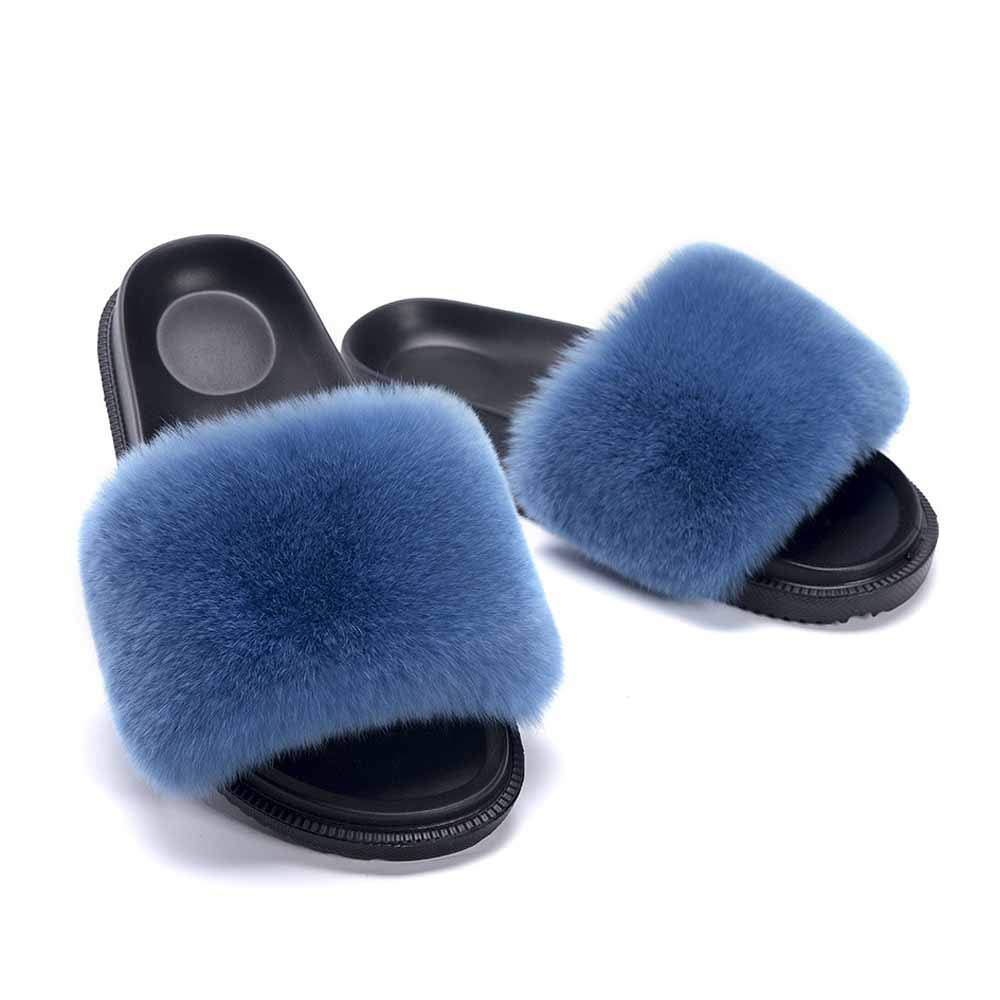 YHQZNLXQ Flauschige Sliders für Damen, Hausschuhe, warm, bequem, weich für Damen, Slides, Flip-Flop, für den Innenbereich, Flauschige Sandalen, Winterschuhe für drinnen und draußen, modische Sandalen