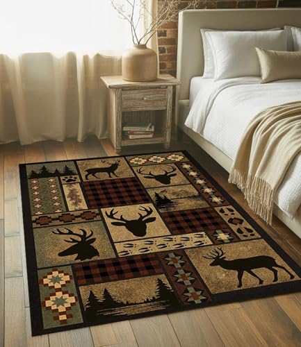 Tapete Deer Rug 3x5 ft con diseño rústico y antideslizante miniatura 4