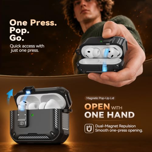 Image of for AirPods Pro 3 Case, Features Secure Lock, Phone Stand & Compatible with MagSafe, TNSNK for AirPods Pro 3rd Generation 2025 Hard Shell Cover for Men Women, Includes Cleaning Kit & Keychain