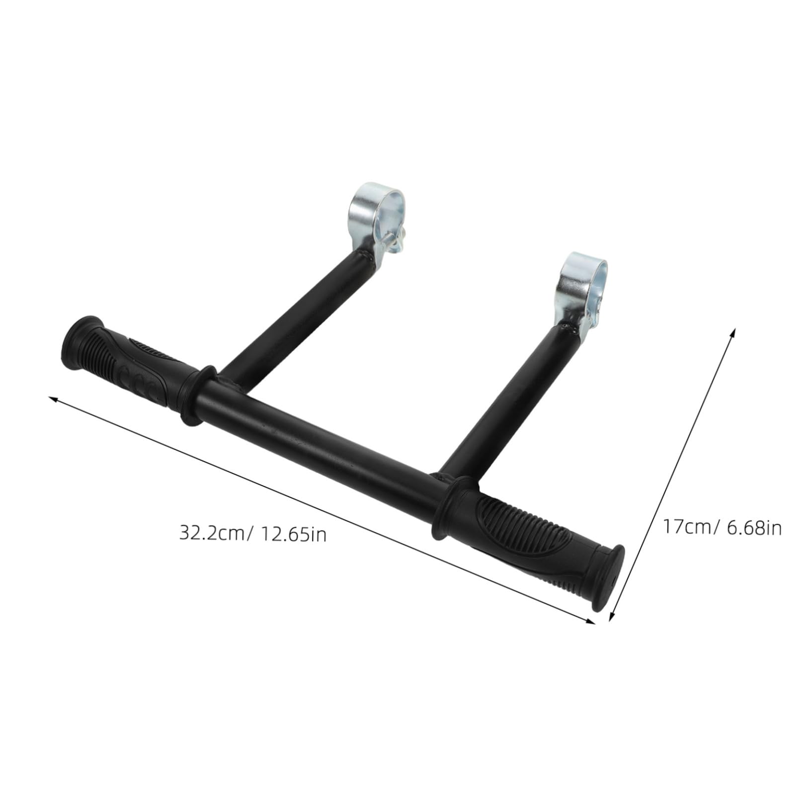 Maniglia di Estensione Passeggino Nero in Acciaio Inox e Plastico | Diametro Interno Clip 32mm, Distanza Viti 14mm, Presa Ergonomica, Uso Quotidiano e Gite in Famiglia