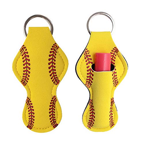 Softball Cosmetic Bag Waterproof Neoprene Zipper Travel Portable Toiletry Makeup Organizer Case With Chapstick Holder Keychain For Teen Girl Team Player Mom Coaches (Softball) #TOP4