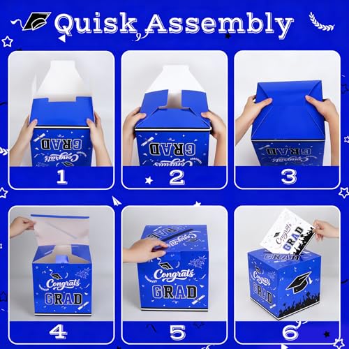 Image of 9.45Inch Large Blue Black Graduation Card Box, Back to School Gifts | Ideal 2026 Grad & Back to School Gifts, Fits High School, College & Masters, Dorm Decor & Party Favors For Class of 2026