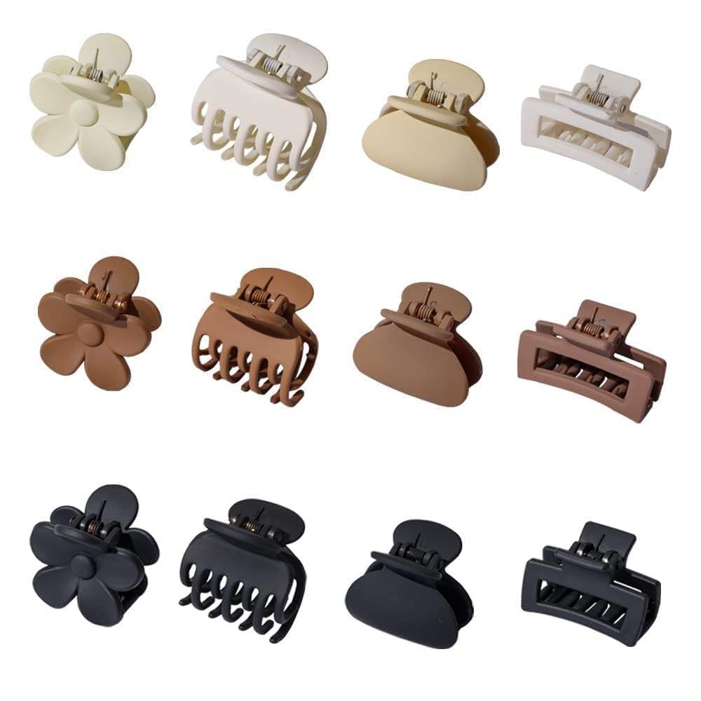 Photo 1 of Small Claw Clips for Thin/Medium Thick Hair,12Pcs 1.5 Inch Mini Matte Tiny Jaw Clips for Women Girls 4 Style Nonslip