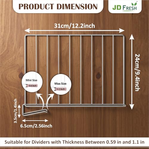 Image of JD FRESH 4-Piece Shelf Divider Set /Stainless Steel Wardrobe Separator for Clothes /Books & Pantry Storage /Partition for Shelves /Closet & Cupboard Organizer for Home & Office (Silver)