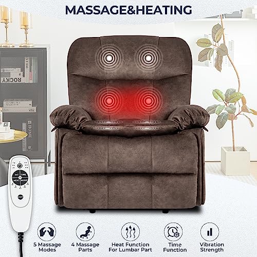 Homyedamic Power Lift Recliner Chair For Elderly With Heat & Massage, Big Tall Large Fabric Oversized Remote Electric Stand Up Ergonomic Usb Charge Port Recliner For Senior Adult (Lm9033-Grey) #TOP2