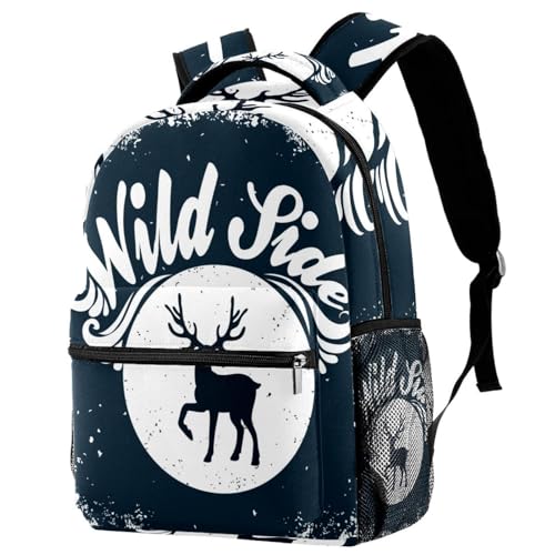 Sac à dos d'école cerf sauvage multicolore de 40 cm pour adolescents et adultes